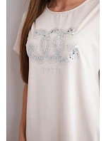 Dámské viskózové šaty s krátkým rukávem a ozdobným potiskem béžové Dámské viskózové šaty s krátkým rukávem a ozdobným potiskem béžové