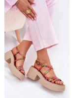 Dámské kožené sandály model 21701949 Multikolor - Maciejka Dámské kožené sandály model 21701949 Multikolor - Maciejka