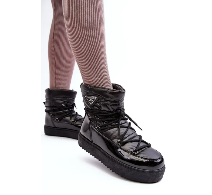 Dámské boty do sněhu na platformě se šněrováním v černém Fleure Dámské boty do sněhu na platformě se šněrováním v černém Fleure