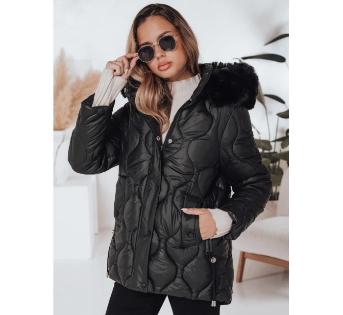 Dámská zimní bunda LUMORE prošívaná s kapucí černá FashionStreet TY5016 Dámská zimní bunda LUMORE prošívaná s kapucí černá FashionStreet TY5016