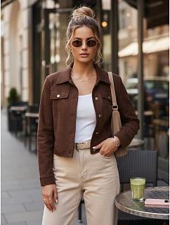 FashionStreet dámská semišová krátká hnědá bunda TY5661