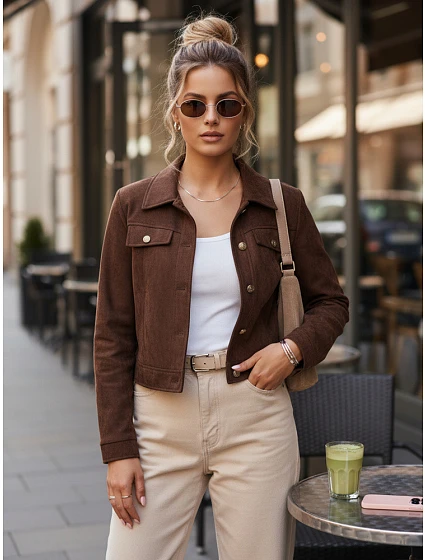 Kurtka damska brązowa model 22084528 - FashionStreet Kurtka damska brązowa model 22084528 - FashionStreet