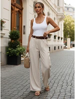 Dámské kalhoty z lyocellu se širokými nohavicemi, béžové, FashionStreet UY3068