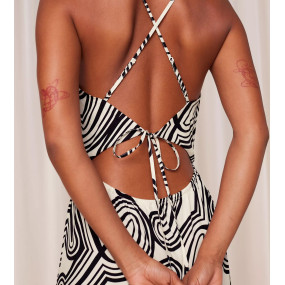 Dámské plážové šaty Beach MyWear Maxi Dress 01 pt - WHITE -  bíločerné M015 - TRIUMPH