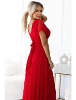 Dlouhé šaty s výstřihem a krátkými rukávy model 21138313 - numoco basic Dlouhé šaty s výstřihem a krátkými rukávy model 21138313 - numoco basic