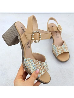 Dámské pletené béžové sandály na jehlovém podpatku M.Daszynski MR24125-4