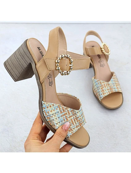 Dámské pletené béžové sandály na jehlovém podpatku M.Daszynski MR24125-4