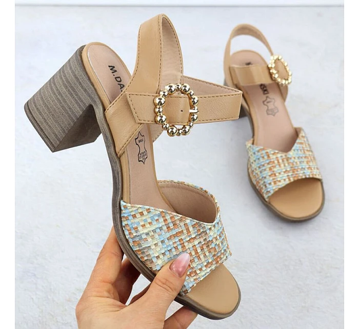 Dámské pletené béžové sandály na jehlovém podpatku M.Daszynski MR24125-4