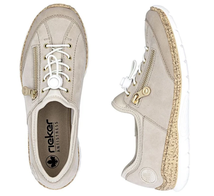 Dámská kožená nazouvací obuv béžová Rieker N42F1-60 Dámská kožená nazouvací obuv béžová Rieker N42F1-60