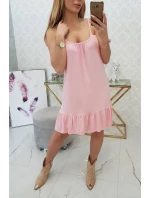 Šaty s tenkým páskem, pudrově růžové