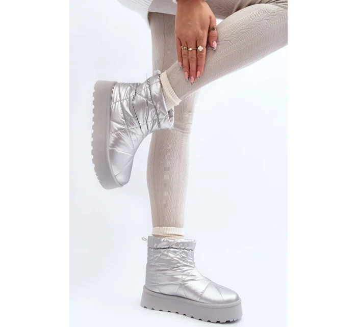 Stříbrné dámské sněhule Fionia na masivní platformě