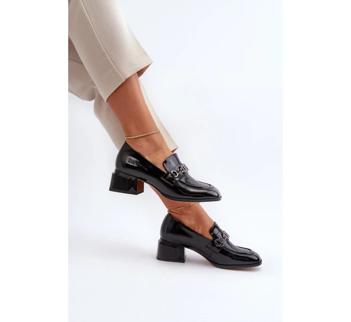 Lakované kožené lodičky, černá S.Barski