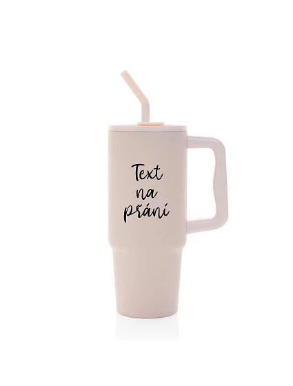 TEXT NA PŘÁNÍ - růžový cestovní termohrnek 900 ml TEXT NA PŘÁNÍ - růžový cestovní termohrnek 900 ml