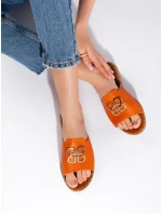 Stylové nazouváky oranžové dámské bez podpatku Stylové nazouváky oranžové dámské bez podpatku