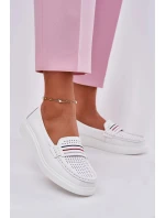 Dámské kožené mokasíny model 21834417 – bílé - Kesi