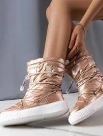 Dámské metalické INT1783B  zateplené sněhule Béžová - Big Star