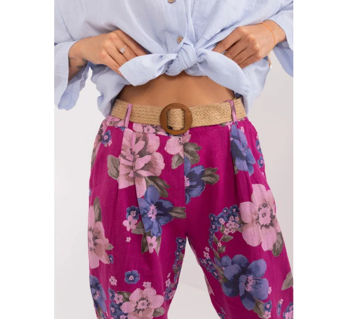 Dámské kalhoty DHJ SP 1365.89 Fialová s květy - FPrice