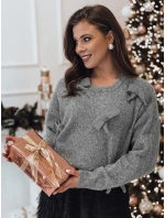 Dámský svetr s mašlemi v jedné velikosti světle šedý Dstreet model 21982129 - FashionStreet