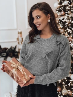 Dámský svetr s mašlemi v jedné velikosti světle šedý Dstreet model 21982129 - FashionStreet