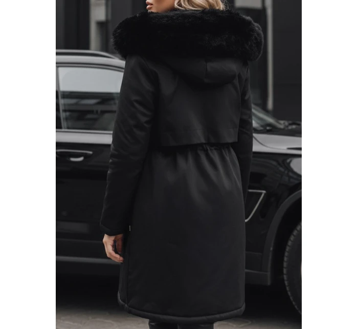 Dámská zimní bunda parka s kožešinou černá model 21991646 - Dstreet Dámská zimní bunda parka s kožešinou černá model 21991646 - Dstreet