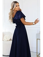 Elegantní s se střihem a rukávy – tmavě modré model 22545412 - numoco Elegantní s se střihem a rukávy – tmavě modré model 22545412 - numoco