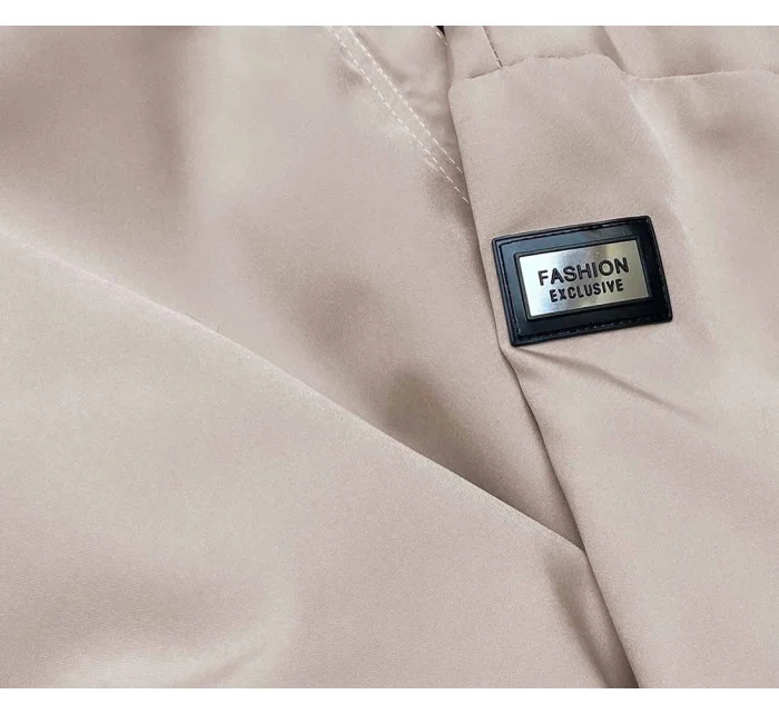 Béžová dámská bunda s ozdobnou lemovkou model 18019130 - S'WEST Béžová dámská bunda s ozdobnou lemovkou model 18019130 - S'WEST