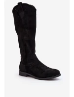 model 21646749 Dámské Černé Krajkové Kozačky - S.Barski