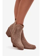 Dámské kovbojky na podpatku béžové model 21713537 - S.Barski Dámské kovbojky na podpatku béžové model 21713537 - S.Barski