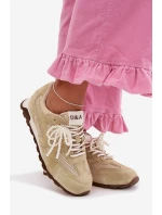 Dámské kožené semišové tenisky model 22031953 světle zelené - D&A