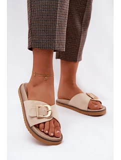 Dámské nazouváky se zlatým přezkou světle béžové Elviane