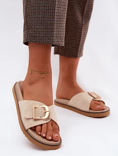 Dámské nazouváky se zlatým přezkou světle béžové Elviane