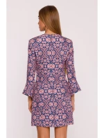 M877 Šaty s potiskem a širokými manžetami - model 3