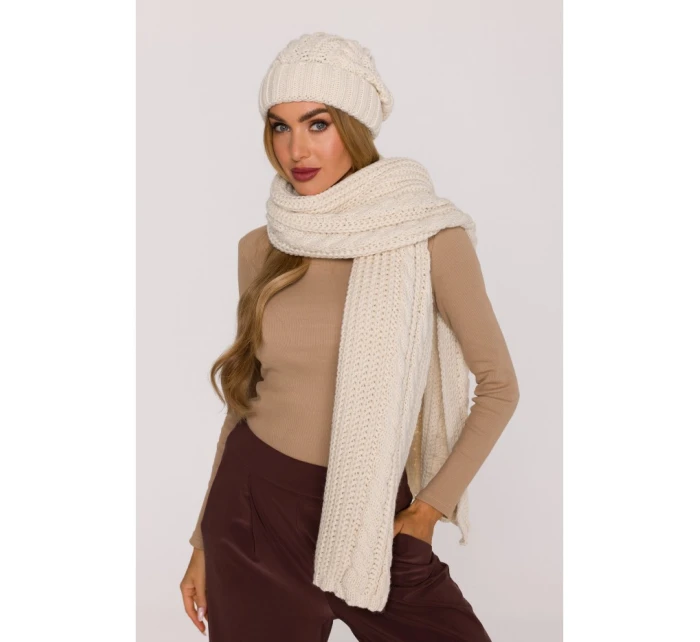 model 21417274 Pletená šála barva ecru - Moe model 21417274 Pletená šála barva ecru - Moe