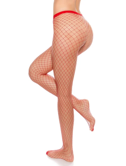 Dámské sexy síťované punčocháče červené model 20697473 - In-style Fashion