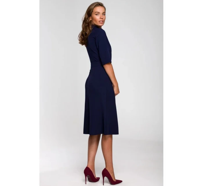 Dámské šaty s páskem model 21149188 tmavě modré - STYLOVE