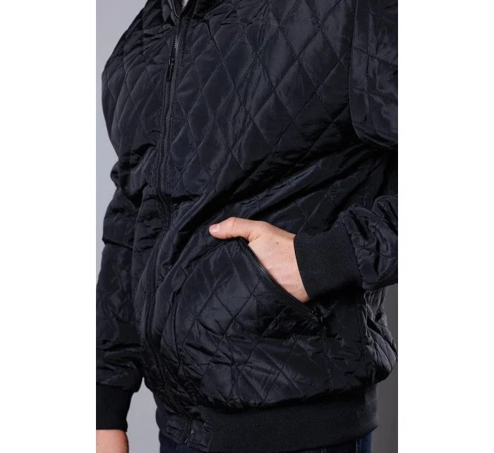 Černá pánská prošívaná bunda se stahovacími lemy model 18347930 - J.STYLE Černá pánská prošívaná bunda se stahovacími lemy model 18347930 - J.STYLE