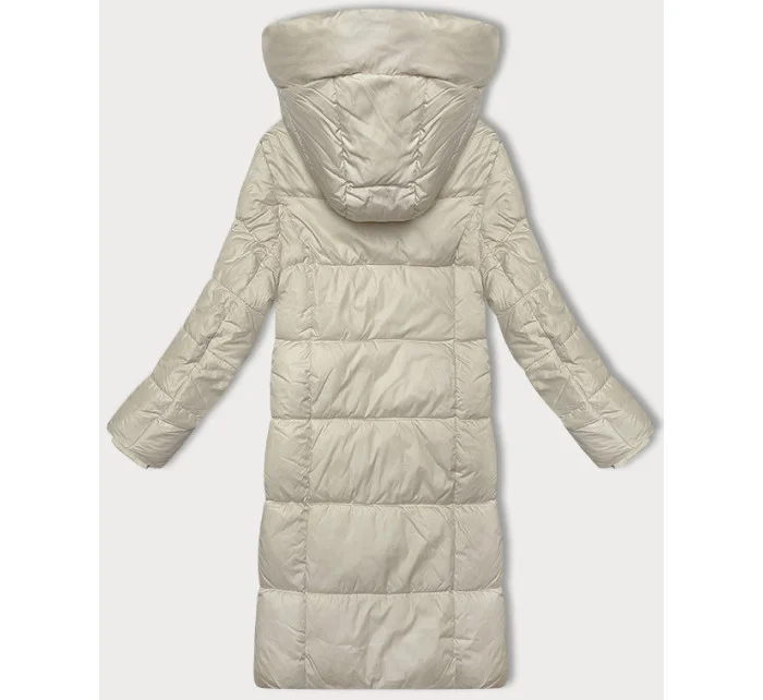 Dámská zimní bunda v barvě ecru s kapucí model 21248772 - Glakate Dámská zimní bunda v barvě ecru s kapucí model 21248772 - Glakate
