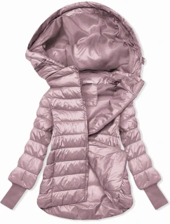 Krátká růžová dámská bunda s úpletovými stahovacími lemy (P22/P3-6636/P3-6023-52)