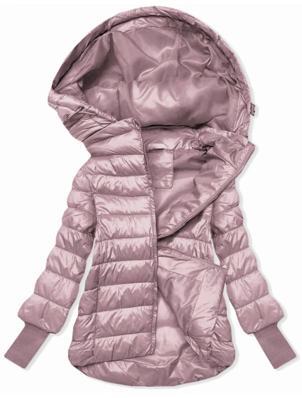 Krátká růžová dámská bunda s stahovacími lemy model 21809028 - MINORITY Krátká růžová dámská bunda s stahovacími lemy model 21809028 - MINORITY