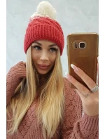 Fleecová čepice Ilona K218 malpberry+ecru Fleecová čepice Ilona K218 malpberry+ecru