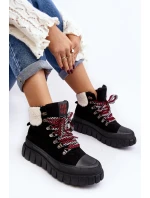 Zateplené boty trapery na tlusté podrážce černé model 21642871 - Boto Zateplené boty trapery na tlusté podrážce černé model 21642871 - Boto