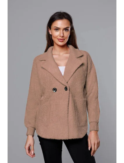 Krátký béžový přehoz přes oblečení typu alpaka model 18059125 - MADE IN ITALY