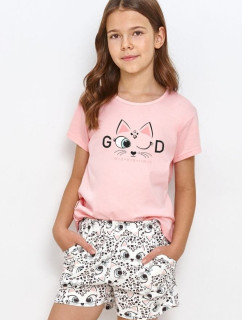 Dívčí pyžamo pro starší Lexi růžové s kočkou