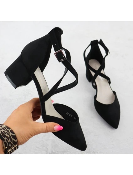 Dámské černé sandály na jehlovém podpatku Sergio Leone SK-830 Dámské černé sandály na jehlovém podpatku Sergio Leone SK-830