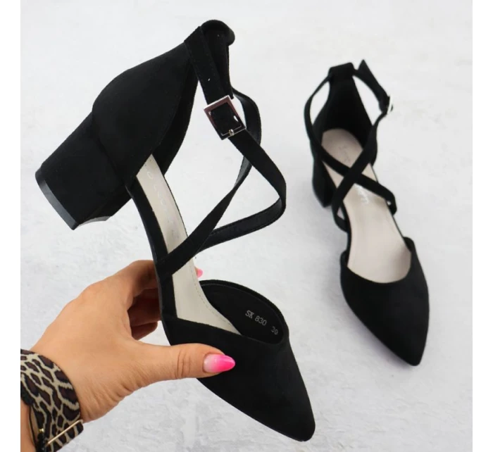 Dámské černé sandály na jehlovém podpatku Sergio Leone SK-830 Dámské černé sandály na jehlovém podpatku Sergio Leone SK-830