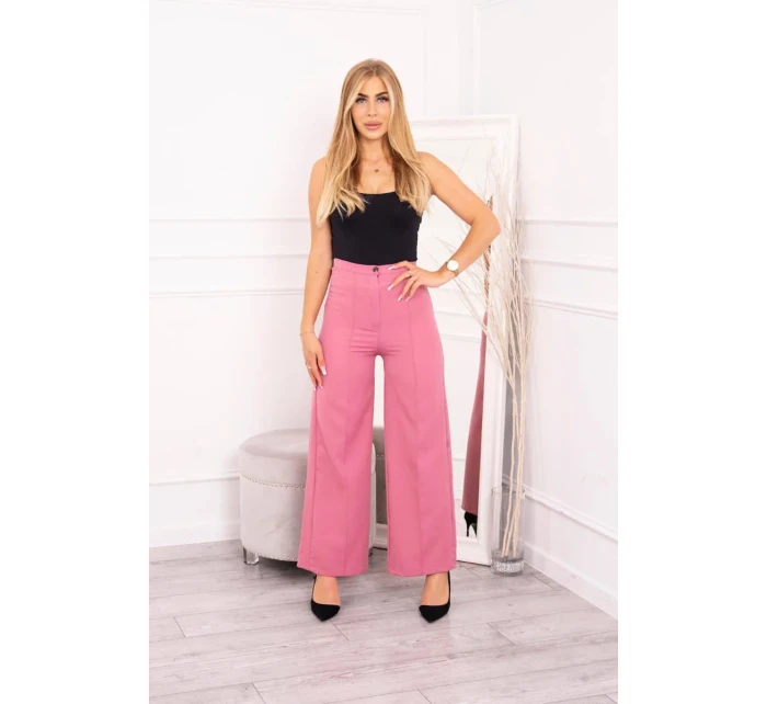 Široké kalhoty tmavě růžové
