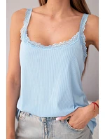 Dámská halenka na ramínka s krajkovým model 22040210 modrá - K-Fashion