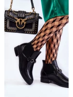 Kožené dámské ploché boty černé Elin