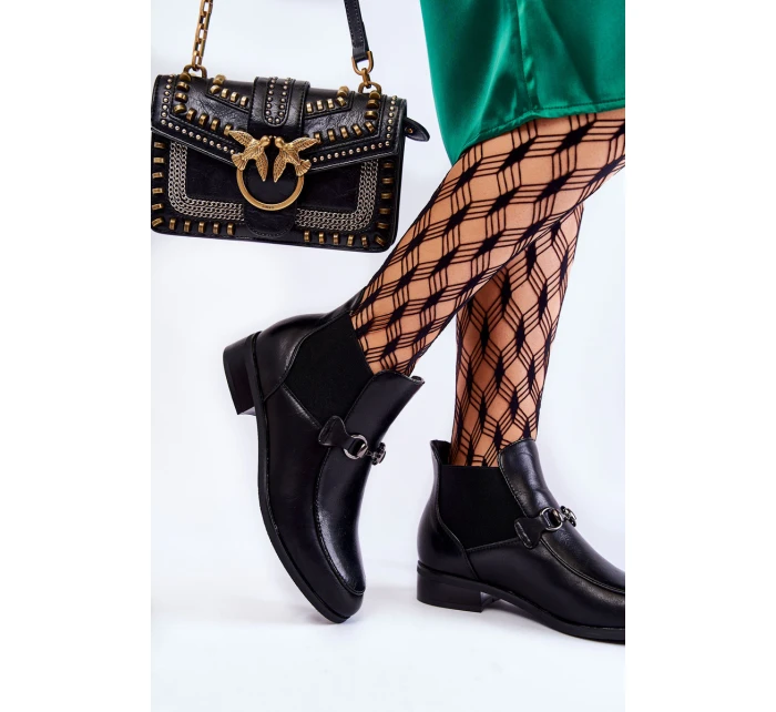 Kožené dámské ploché boty černé Elin