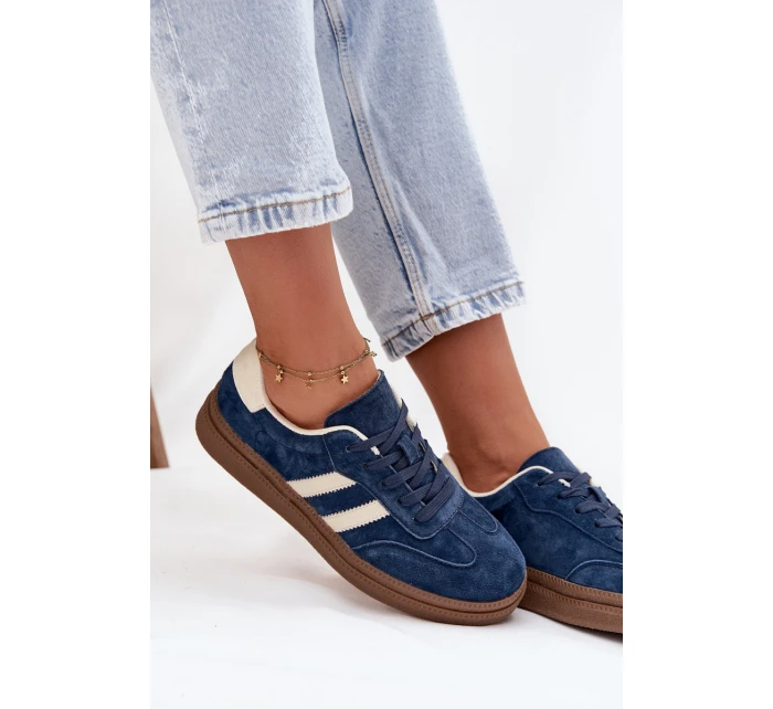 Dámské semišové tenisky na platformě tmavě modré Sylviona